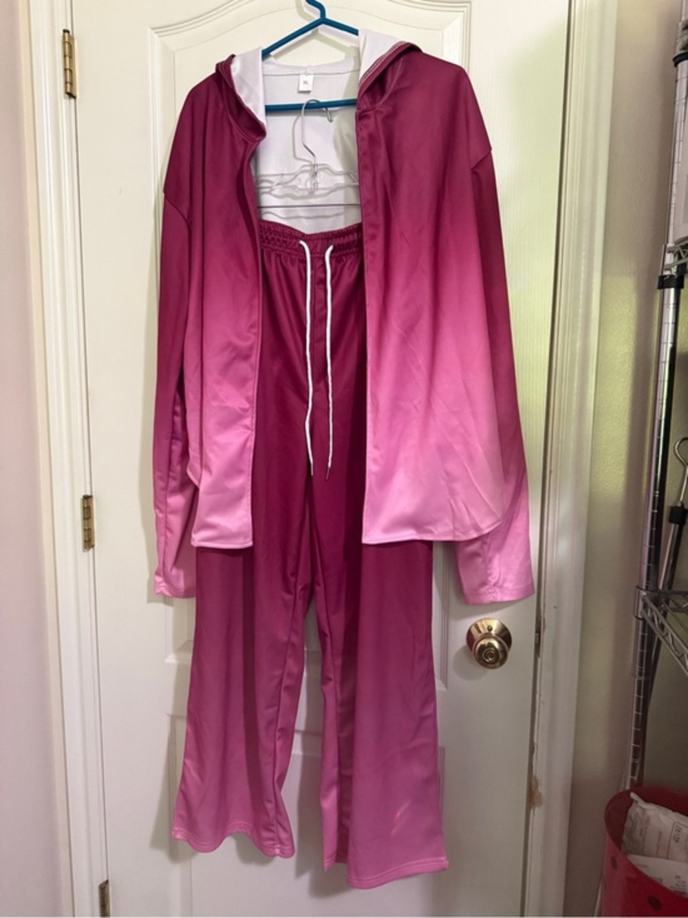 Pink Ombre Hooded Jumpsuit & Pants Set